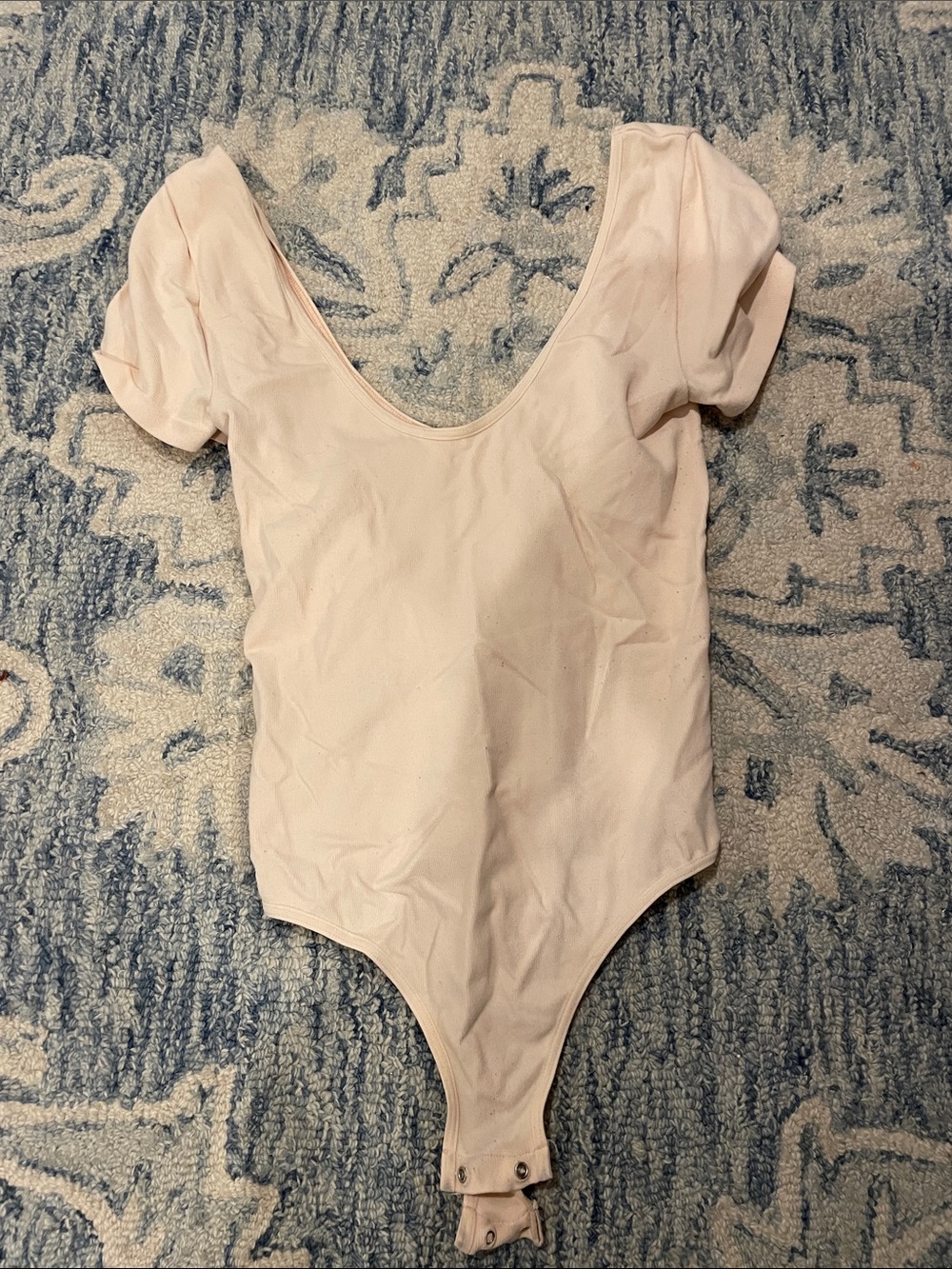 Free People Blush Pink Short-Sleeve Scoop Neck Bodysuit